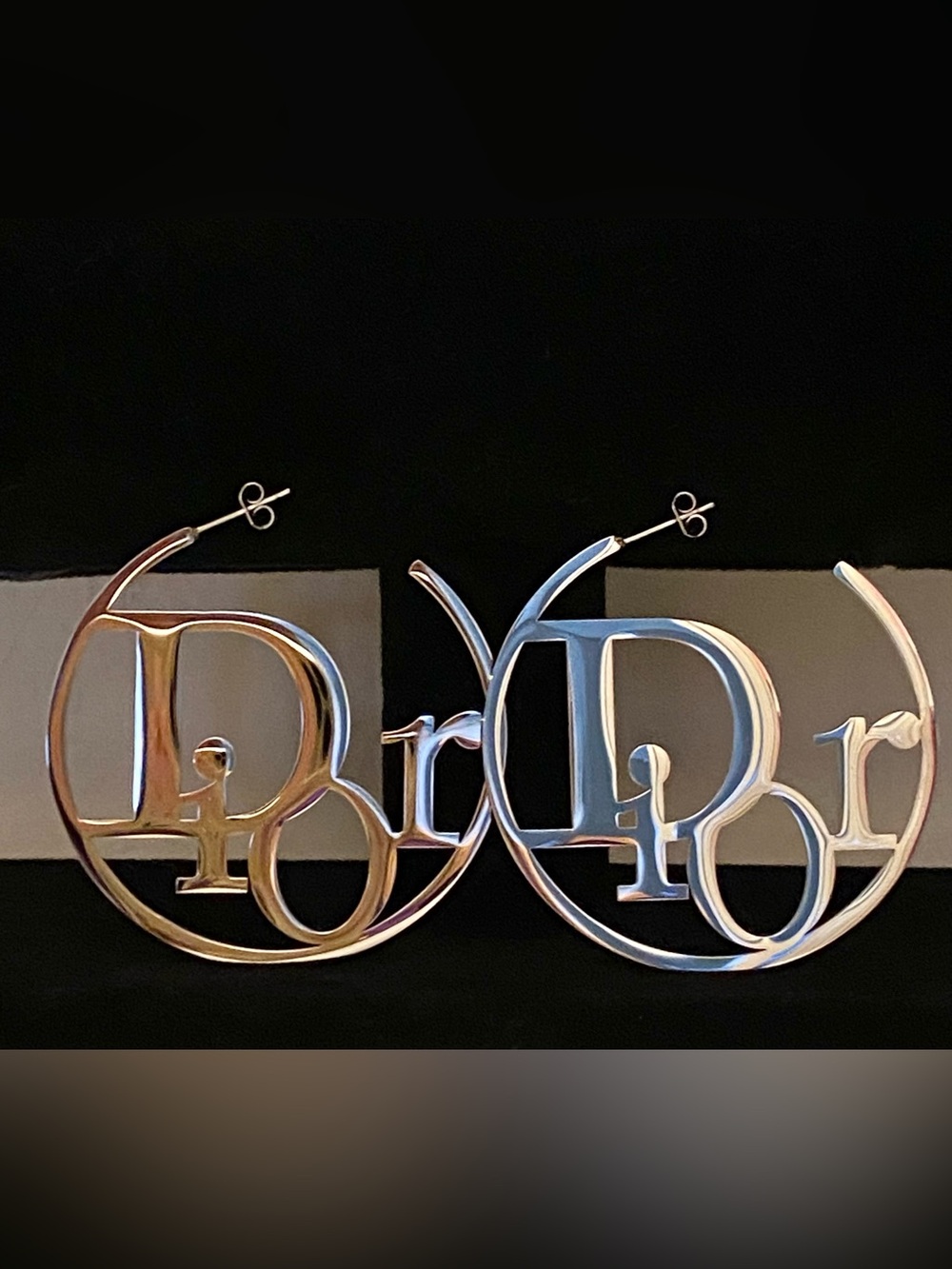 Fashion Jewelry Silver Plated Inspired D Logo Monogram Hoop Earrings